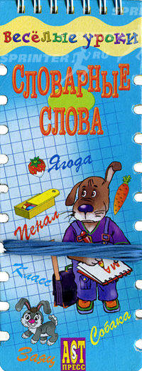 Словарные слова: Игровые дидактические пособия .На спирали, с резинками.