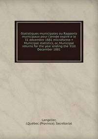Statistiques municipales ou Rapports municipaux pour l'ann?e expir? e le 31 d?cembre 1881 microforme = Municipal statistics, or, Municipal returns for the year ending the 31st December 1881