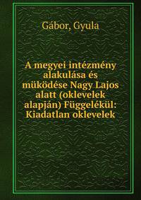 A megyei int?zm?ny alakul?sa ?s m?k?d?se Nagy Lajos alatt (oklevelek alapj?n) F?ggel?k?l: Kiadatlan oklevelek
