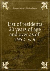 List of residents 20 years of age and over as of . 1952- w.9