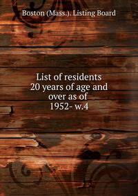 List of residents 20 years of age and over as of . 1952- w.4