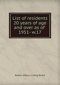 List of residents 20 years of age and over as of . 1951- w.17