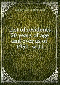 List of residents 20 years of age and over as of . 1951- w.11