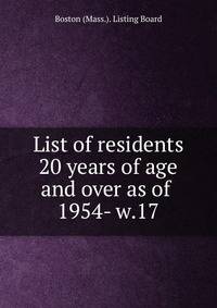 List of residents 20 years of age and over as of . 1954- w.17
