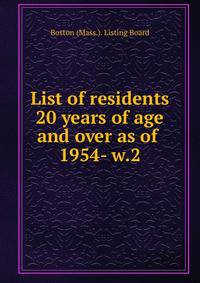 List of residents 20 years of age and over as of . 1954- w.2