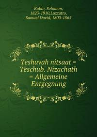 Teshuvah nitsaat = Teschub. Nizachath = Allgemeine Entgegnung