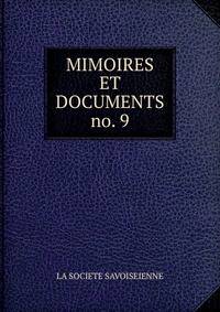 MIMOIRES ET DOCUMENTS. no. 9