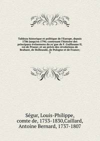 Tableau historique et politique de l'Europe, depuis 1786 jusqu'en 1796; contenant l'histoire des principaux e?ve?nemens du re?gne de F. Guillaume II, roi de Prusse; et un pre?cis des re?volutions de Brabant, de Holleande, de Pologne et de France;
