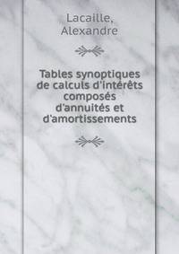 Tables synoptiques de calculs d'int?r?ts compos?s d'annuit?s et d'amortissements
