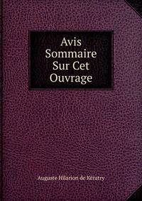 Avis Sommaire Sur Cet Ouvrage