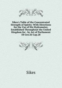 Sikes's Table of the Concentrated Strength of Spirits: With Directions for the Use of His Hydrometer, Established Throughout the United Kingdom for . by Act of Parliament 58 Geo.Iii Cap.28