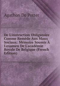 De L'instruction Obligatoire Comme Rem?de Aux Maux Sociaux: M?moire Soumis ? L'examen De L'acad?mie Royale De Belgique (French Edition)
