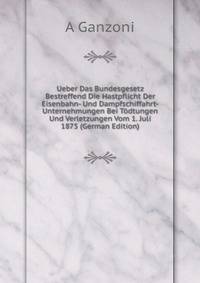 Ueber Das Bundesgesetz Bestreffend Die Hastpflicht Der Eisenbahn- Und Dampfschiffahrt-Unternehmungen Bei Todtungen Und Verletzungen Vom 1. Juli 1875 (German Edition)