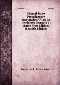 Manual Sobre Procedencia y SubstanciaciA?n de los Incidentes Respecto a . (Large Print Edition) (Spanish Edition)