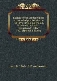 Exploraciones arqueol?gicas en la ciudad prehist?rica de "La Paya": (Valle Calehaqu?, Provinicia de Salta) : Campa?as de 1906 y 1907 (Spanish Edition)