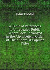 A Table of References to Unrepealed Public General Acts: Arranged in the Alphabetical Order of Their Short Or Popular Titles