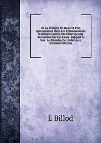 De La Pellagre En Italie Et Plus Sp?cialement Dans Les ?tablissements D'ali?n?s D'apr?s Des Observations Recueillies Sur Les Lieux: Rapport ? Son . Le Ministre De L'int?rieure (German Edition)
