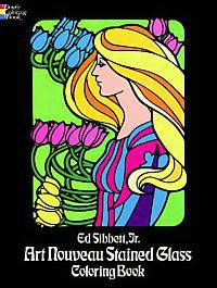 Art Nouveau Stained Glass. Coloring Book