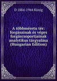 A tobbmeretu ter: forgasainak es veges forgascsoportjainak analytikus targyalasa (Hungarian Edition)