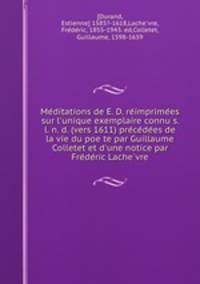 Me?ditations de E. D. re?imprime?es sur l