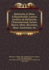 Ballanche et Mme. d
