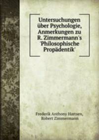 Untersuchungen uber Psychologie, Anmerkungen zu R. Zimmermann