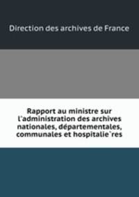 Rapport au ministre sur l