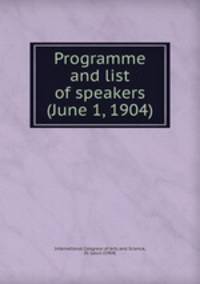 Programme and list of speakers (June 1, 1904)