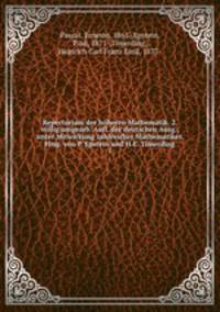 Repertorium der hheren Mathematik. Band 2 Geometrie Halfte 1