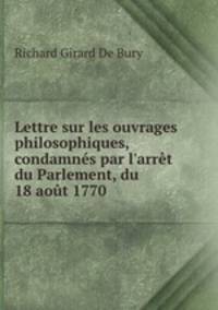 Lettre sur les ouvrages philosophiques, condamnes par l