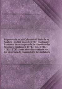 Reponse de m. de Calonne a l
