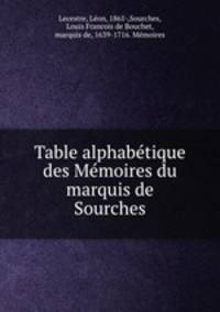 Table alphabetique des Memoires du marquis de Sourches