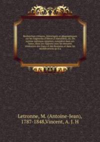 Recherches critiques, historiques et geographiques sur les fragments d