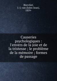 Causeries psychologiques : l