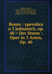 Boure : zpevohra o 3 jednanich, op. 40 = Der Sturm : Oper in 3 Acten, Op. 40