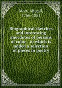 Biographical sketches and interesting anecdotes of persons of color : to which is added a selection of pieces in poetry