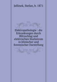 Elektropathologie. die Erkrankungen durch Blitzschlag und elektrischen Starkstrom in klinischer und forensischer Darstellung