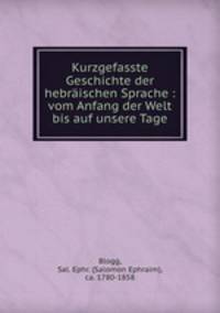 Kurzgefasste Geschichte der hebraischen Sprache : vom Anfang der Welt bis auf unsere Tage