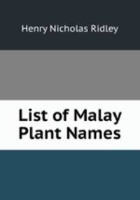 List of Malay Plant Names