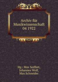 Archiv fr Musikwissenschaft 04 1922