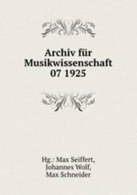 Archiv fr Musikwissenschaft 07 1925
