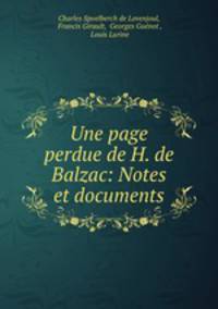 Une page perdue de H. de Balzac: Notes et documents