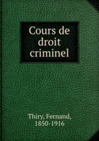 Cours de droit criminel