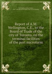 Report of A.M. Wellington, C.E., to the Board of Trade of the city of Toronto, on the terminal facilities of the port microform