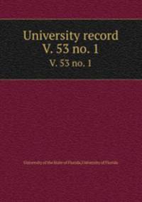 University record. V. 53 no. 1