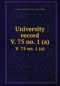 University record. V. 75 no. 1 (a)