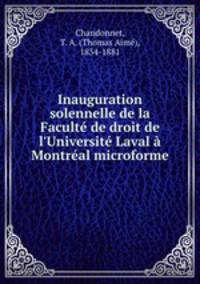 Inauguration solennelle de la Faculte de droit de l