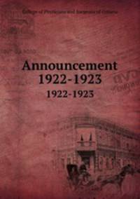 Announcement. 1922-1923