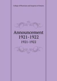 Announcement. 1921-1922