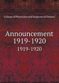 Announcement. 1919-1920